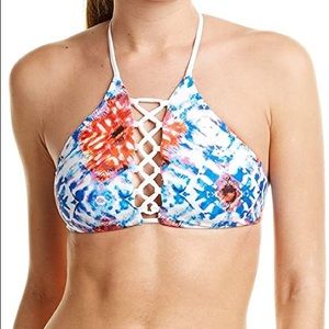 LSpace Women's Kaleidoscope Dreams Nikki Top    White Bikini Top NWT